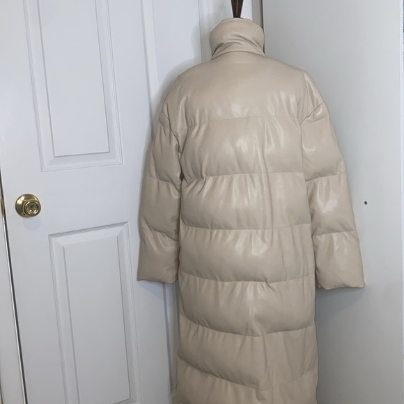 SOMETHING NAVY Faux Leather White Puffer Winter Coat Button Up Jacket-flawed - Picture 11 of 15